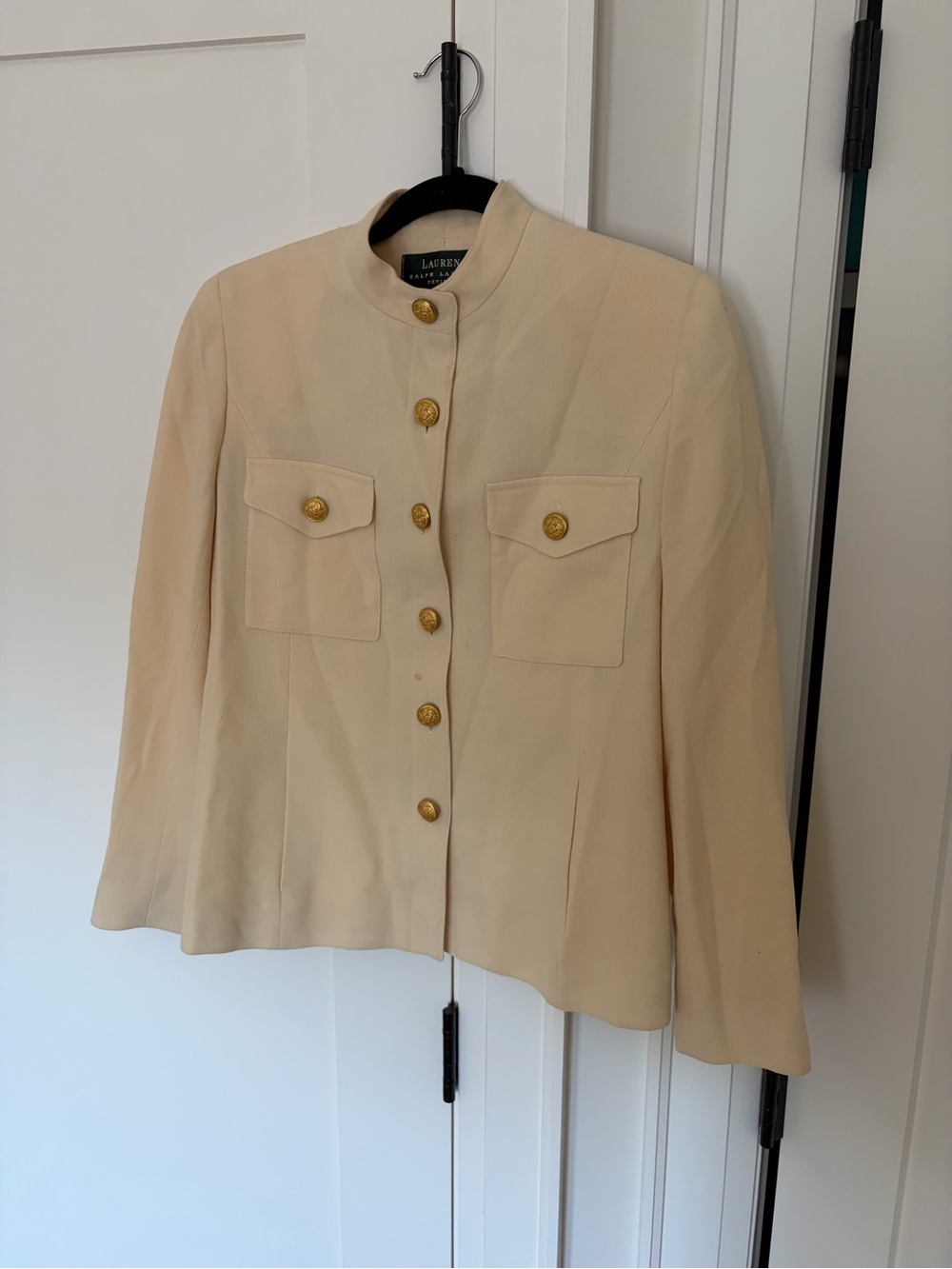 Lauren Ralph Lauren Cream Military-Inspired Button Blazer